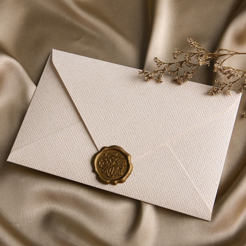 Wax Seal Letter Kit - 10Pcs Linen Texture Retro Envelope Simple