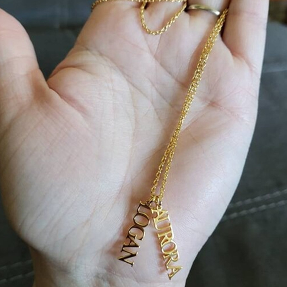 Birth Flower Necklace - Custom Multiple Name Necklace Stainless Steel