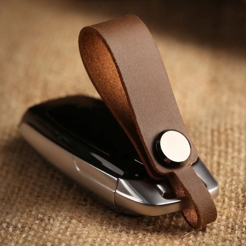 Initial Ring Custom - Custom LOGO Genuine Leather Keychain Men's
