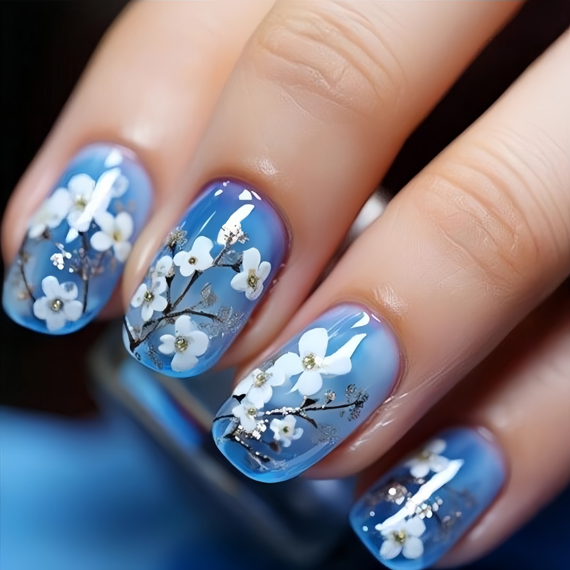 Medium fake nails for women gi - Pressed Flower Art review and price