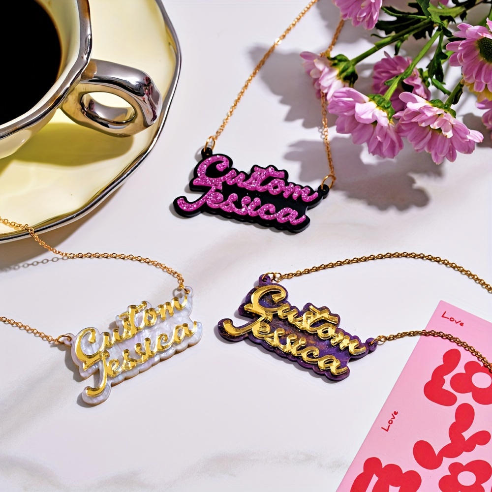 Personalized double-layer acry - Name Necklace Custom review and price