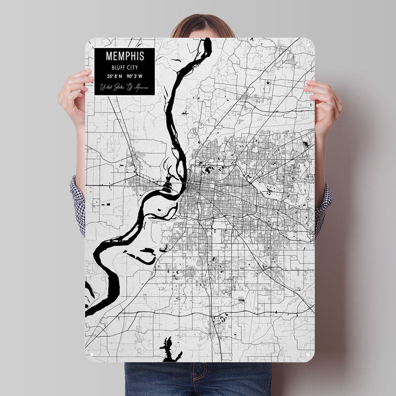 Memphis TN USA Tinplate Signs  - Custom Map Poster review and price