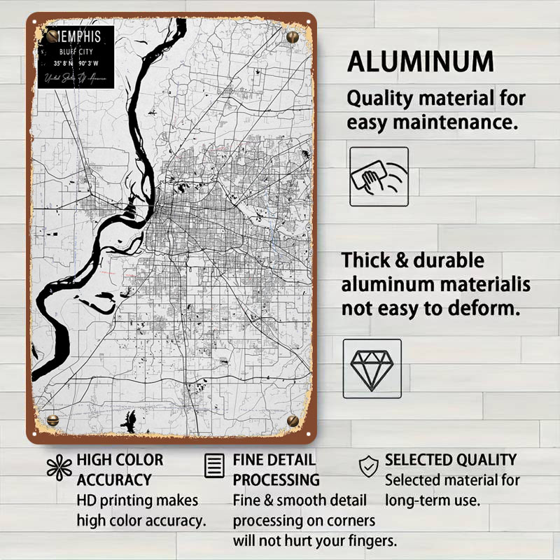 Memphis TN USA Tinplate Signs  - Custom Map Poster review and price