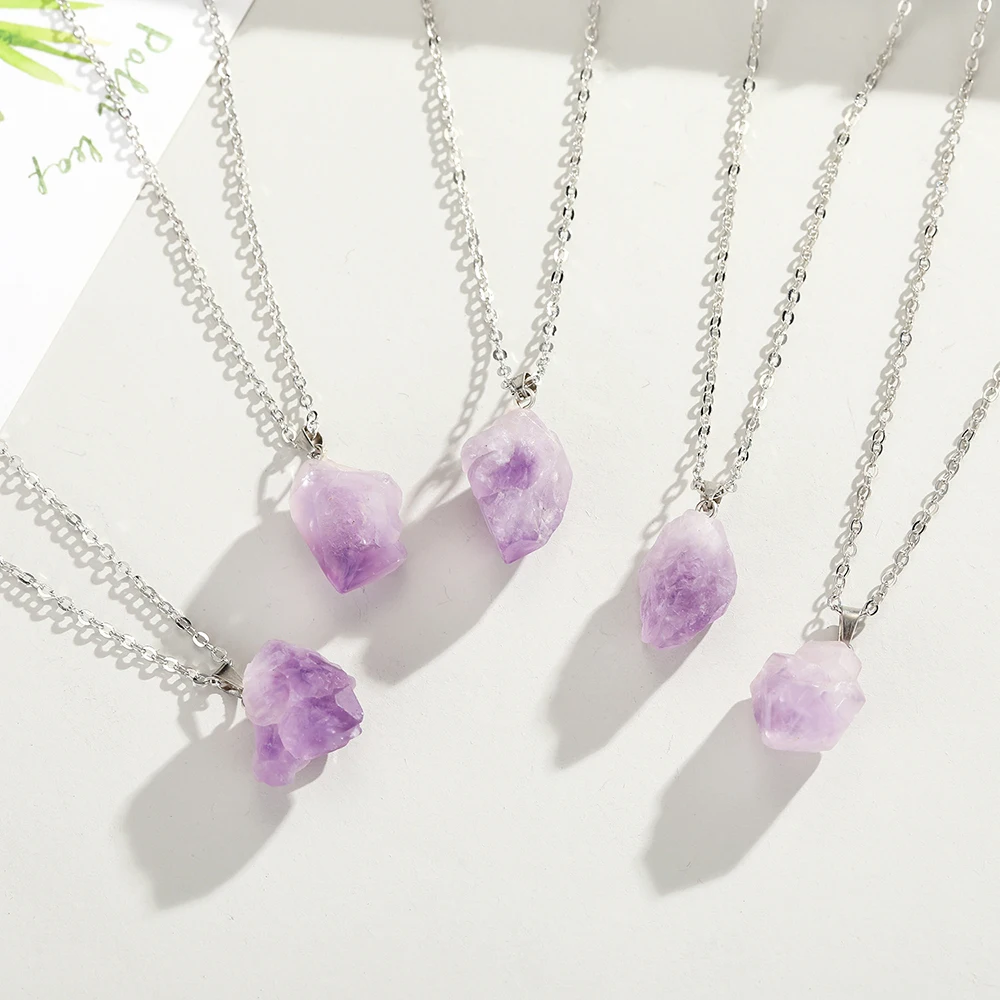 Natural Uruguay Amethyst Rough - Birth Flower Necklace review and price