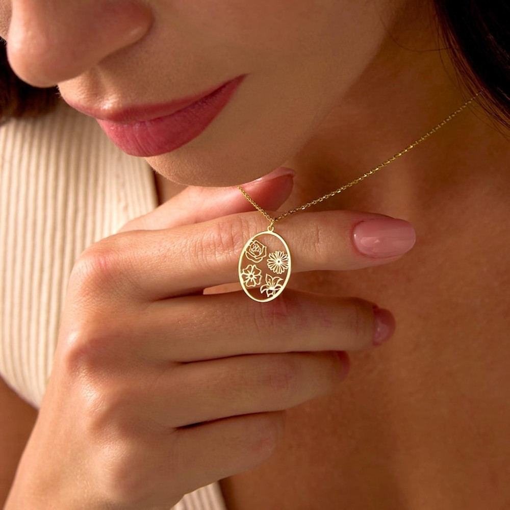 Custom Birth Flower Necklace P - Birth Flower Necklace review and price