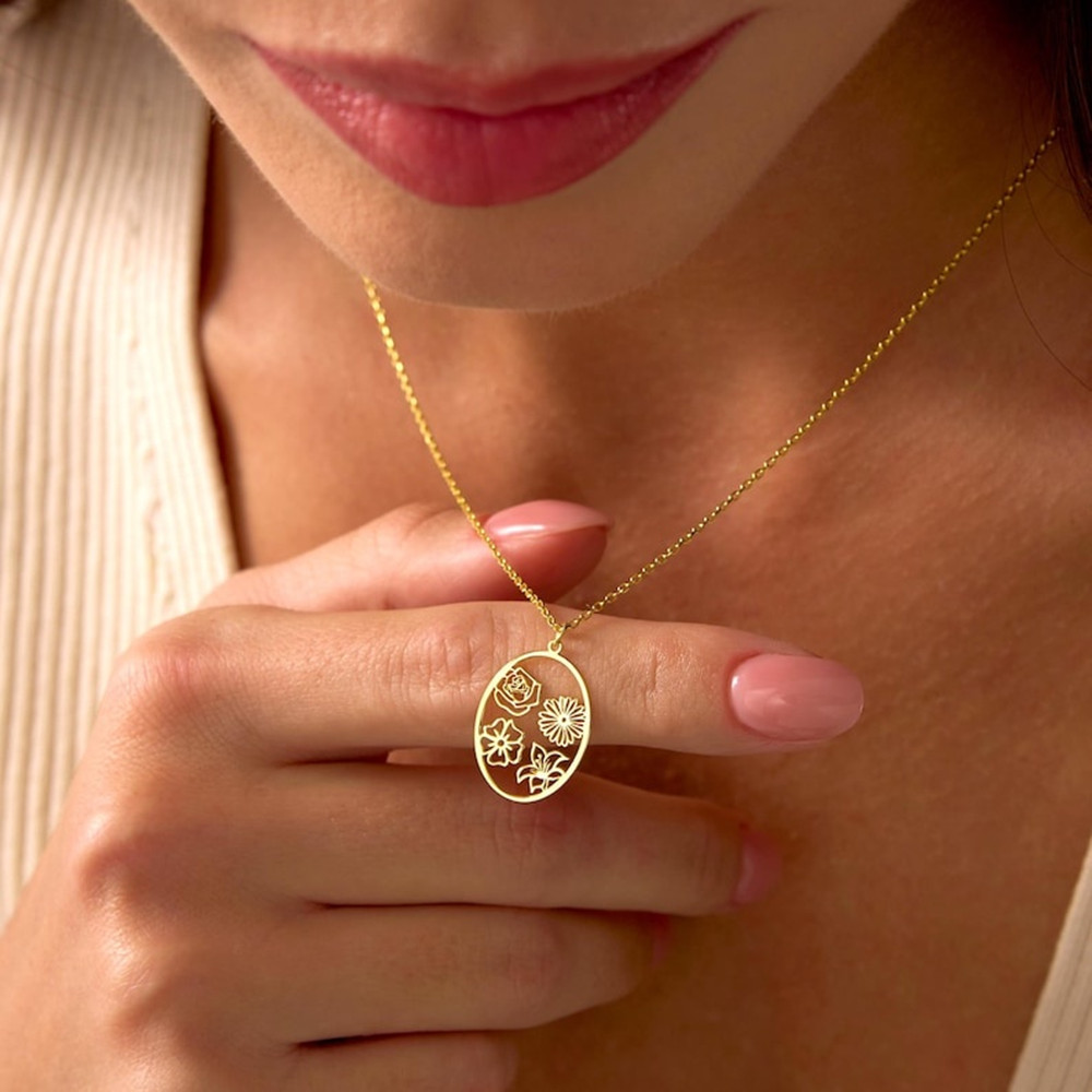Custom Birth Flower Necklace P - Birth Flower Necklace review and price