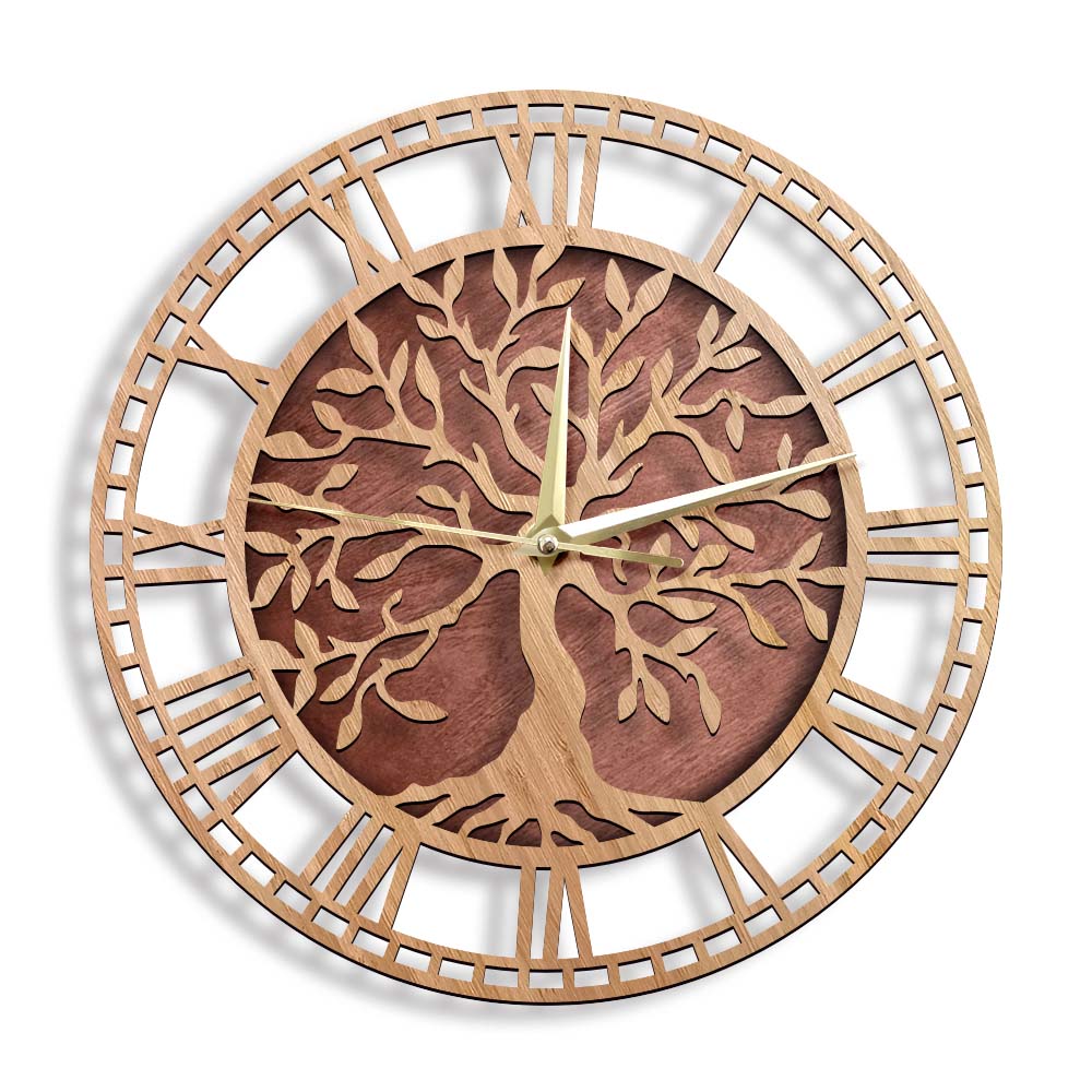 Tree of Life Wooden Wall Clock - Family Tree Print review and price
