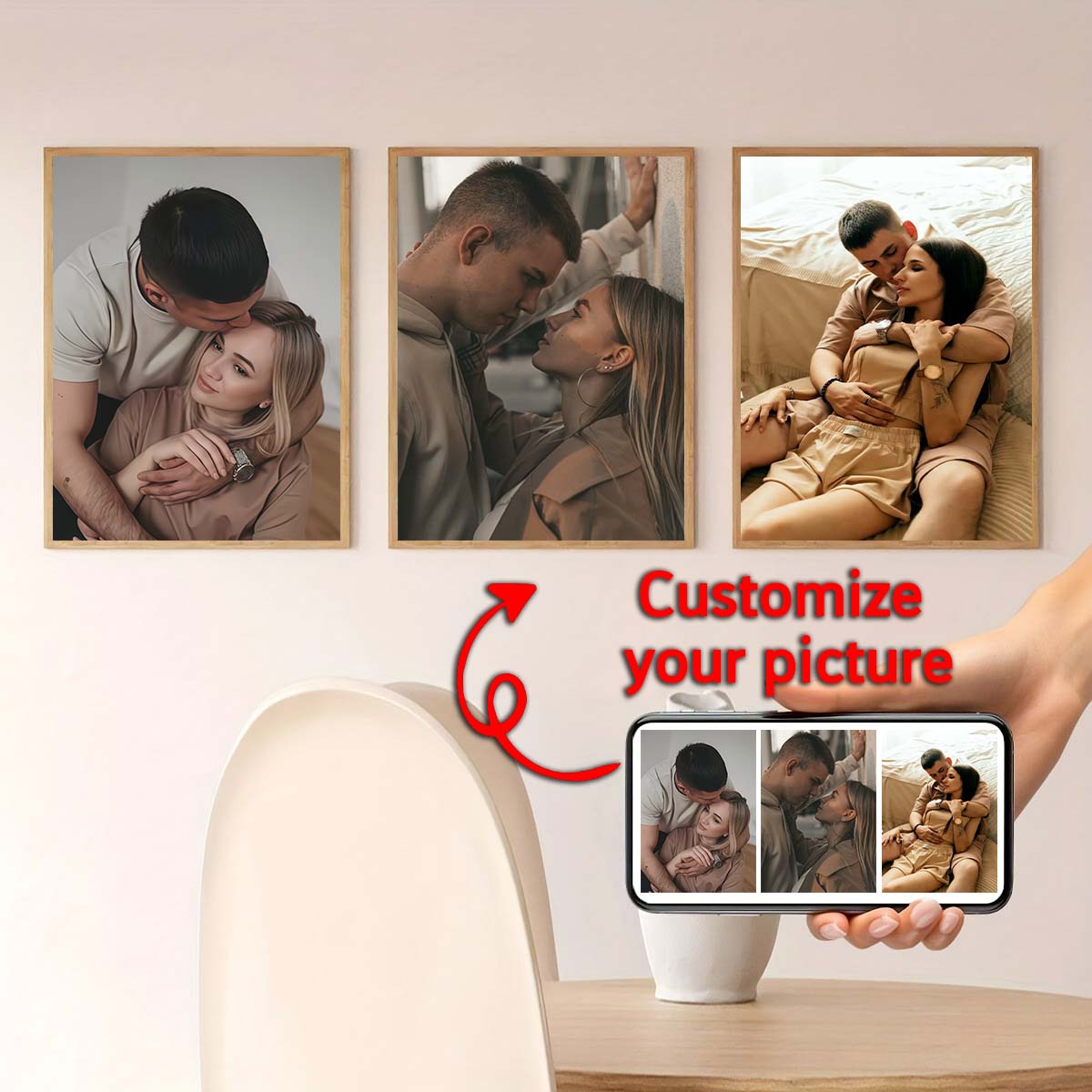 Triptych - 2D custom photo woo - Engraved Wood Frame review and price