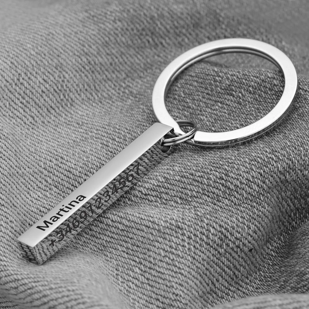 Personalized 3D Bar Keychain E - Initial Ring Custom review and price