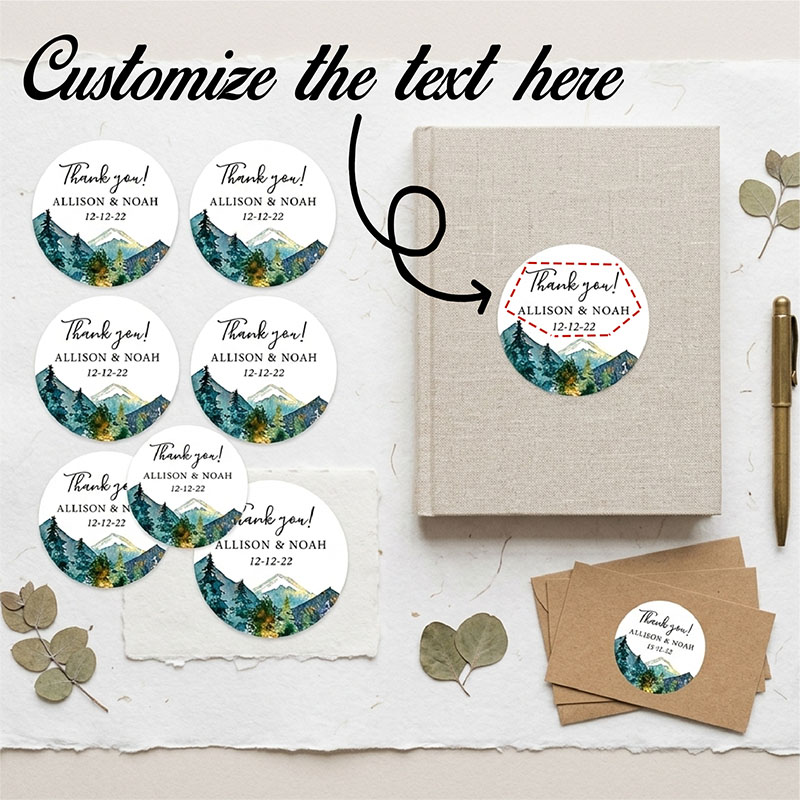 Custom Mountain Logo Round Sti - Personalized Name Box review and price