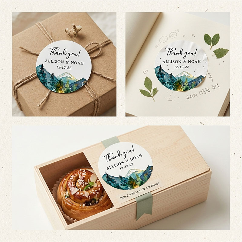 Custom Mountain Logo Round Sti - Personalized Name Box review and price
