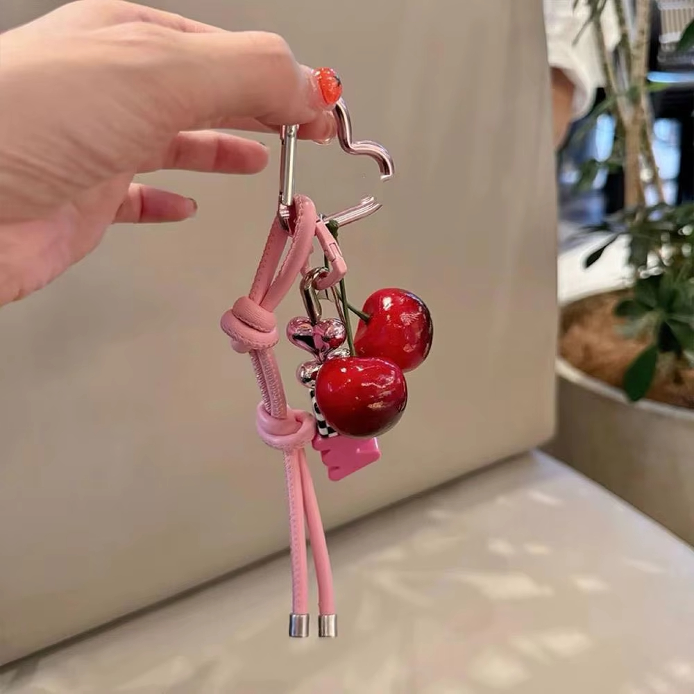 Y2k Cute Cherry Alphabet PU Le - Monogram Keychain Leather review and price