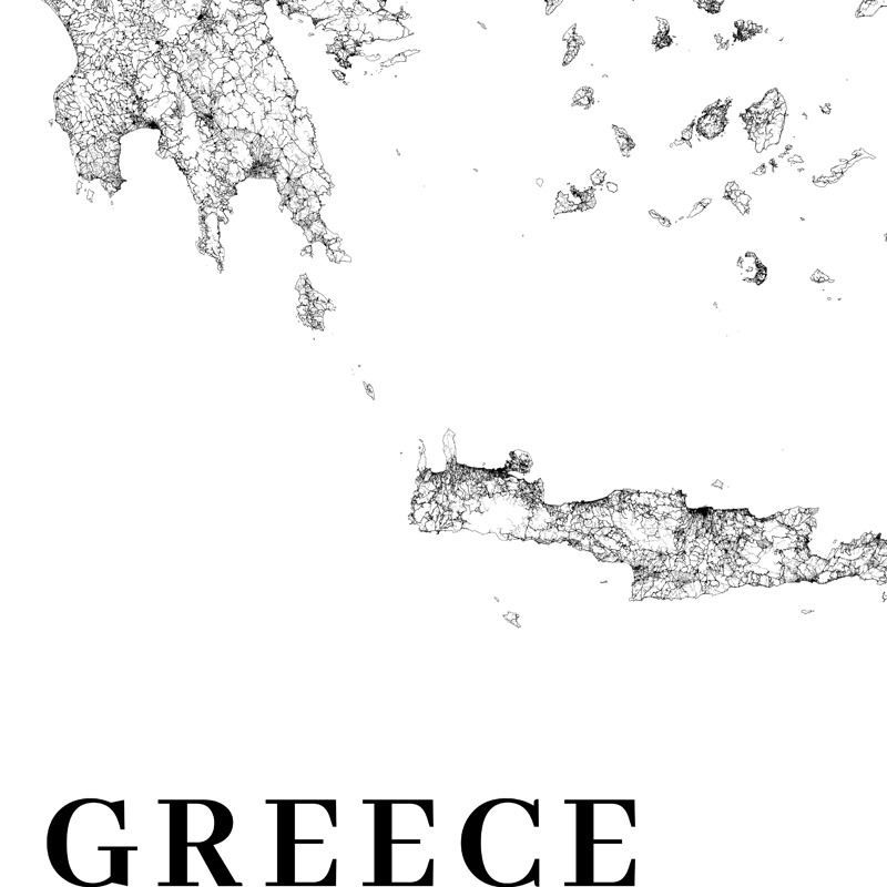 Greece Road Map Poster Black a - Custom Star Map review and price
