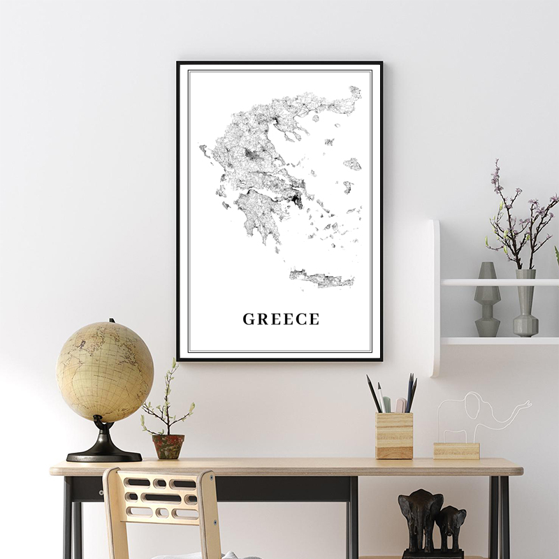 Greece Road Map Poster Black a - Custom Star Map review and price