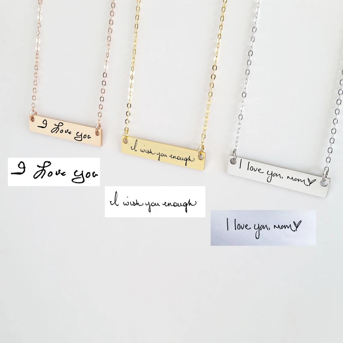 Actual Handwriting Bar Necklac - Handwriting Necklace Bar review and price