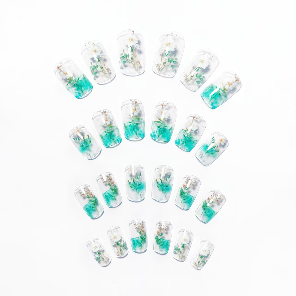 Medium fake nails for women gi - Pressed Flower Art review and price