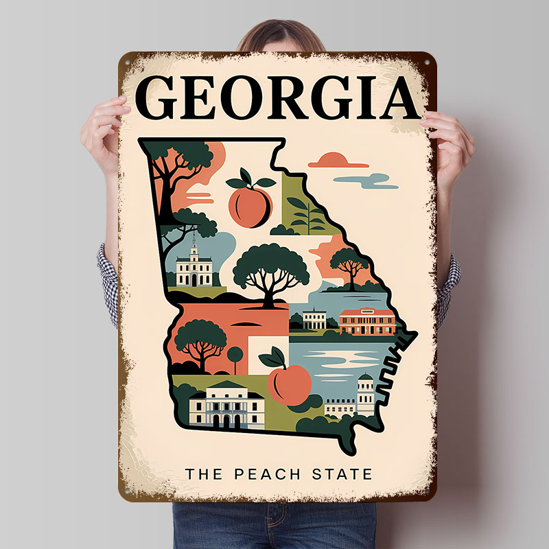 Georgia: The Peach State Illus - Custom Map Poster review and price