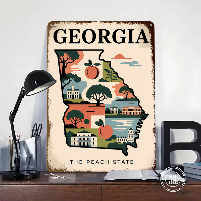 Georgia: The Peach State Illus - Custom Map Poster review and price