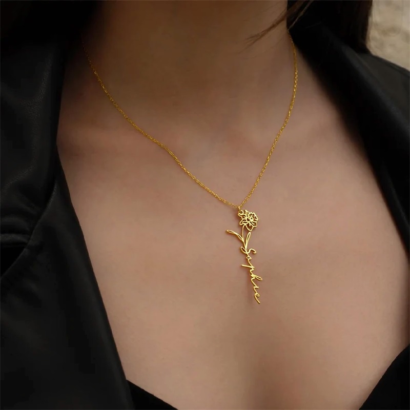 Personalized Birth Flower Name - Birth Flower Necklace review and price