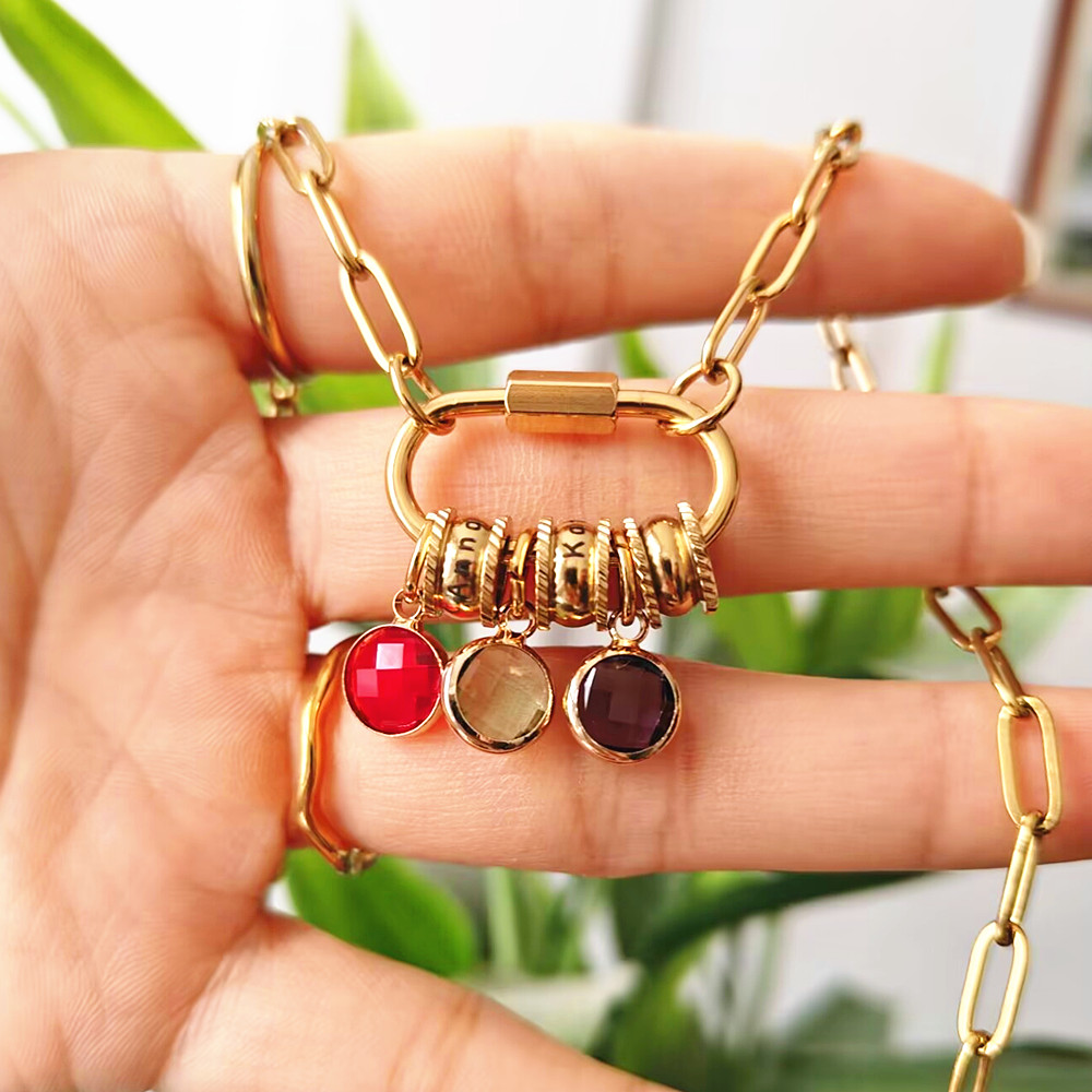 Custom Carabiner Name Charm Ne - Birth Flower Necklace review and price