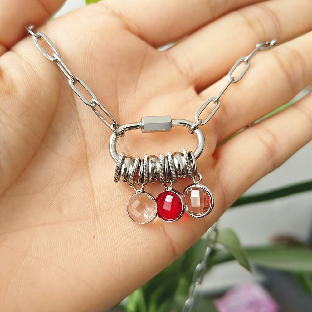 Custom Carabiner Name Charm Ne - Birth Flower Necklace review and price