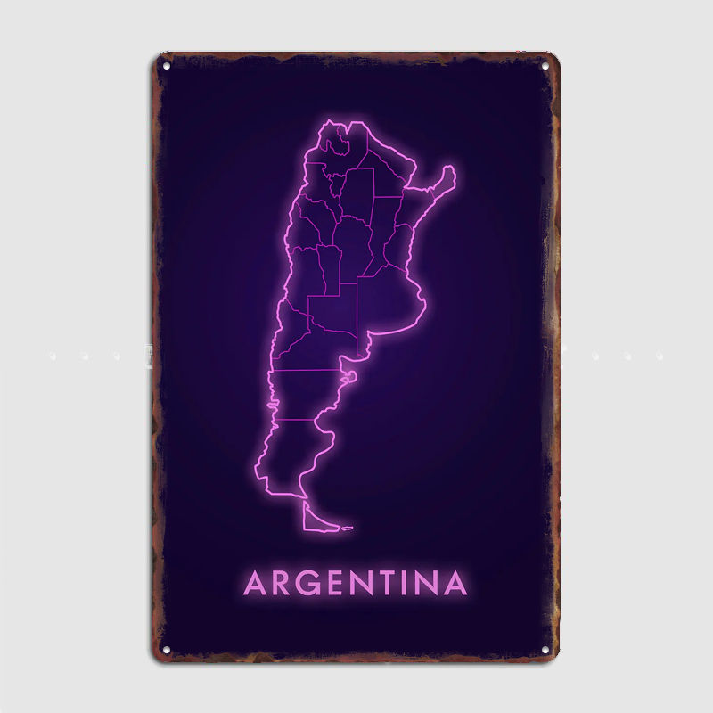 Argentina Neon Map Metal Sign  - Custom Map Poster review and price