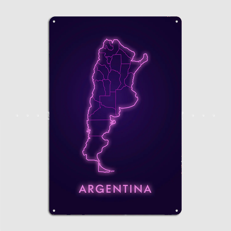 Argentina Neon Map Metal Sign  - Custom Map Poster review and price